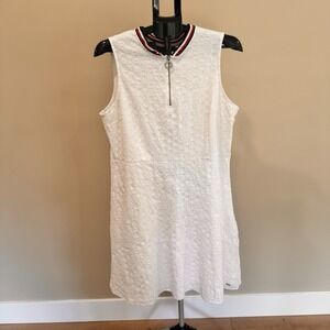 Eyelet Tennis Dress White Sleeveless Zip Polo Preppy Summer Tommy Hilfiger XL